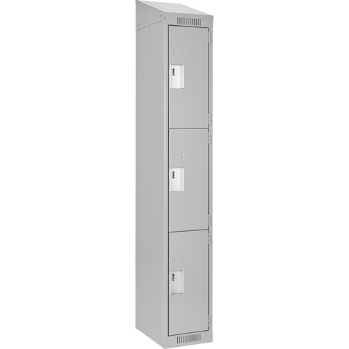 Clean Line Lockers, 3 -tier, 12" x 12" x 78", Steel, Grey, Rivet (Assembled) Rock Safety Industrial Ltd