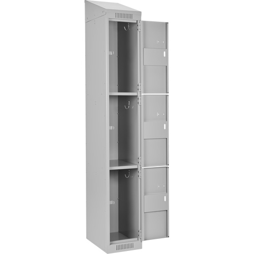 Clean Line Lockers, 3 -tier, Bank of 3, 36" x 12" x 78", Steel, Grey, Rivet (Assembled) Rock Safety Industrial Ltd