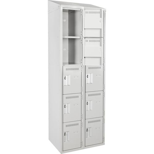 Casiers Clean Line, 5 niveaux, Bloc de 2, 24" x 18" x 78", Acier, Gris, Rivet (assembl&eacute;) Rock Safety Industrial Ltd