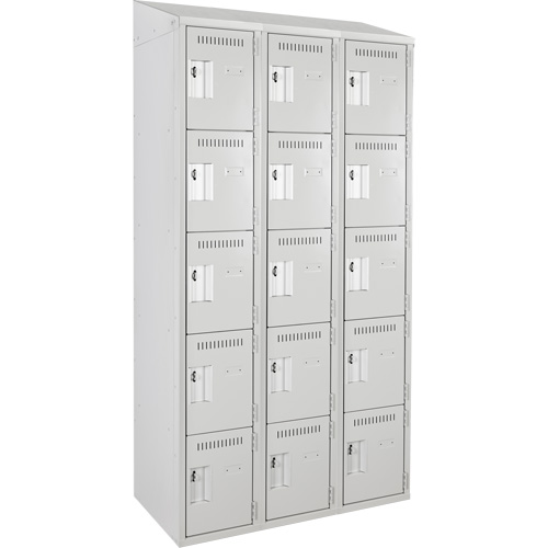 Casiers Clean Line, 5 niveaux, Bloc de 3, 36" x 18" x 78", Acier, Gris, Rivet (assembl&eacute;) Rock Safety Industrial Ltd