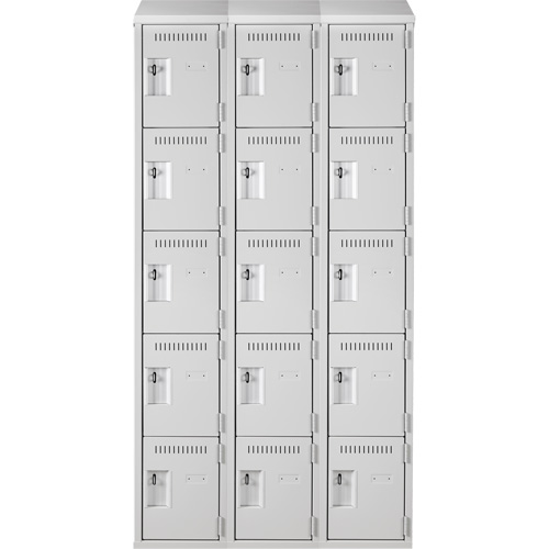 Casiers Clean Line, 5 niveaux, Bloc de 3, 36" x 18" x 78", Acier, Gris, Rivet (assembl&eacute;) Rock Safety Industrial Ltd