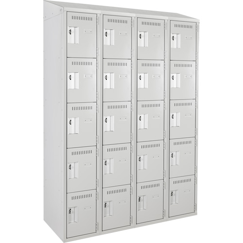 Clean Line Lockers, 5 -tier, Bank of 4, 48" x 18" x 78", Steel, Grey, Rivet (Assembled) Rock Safety Industrial Ltd