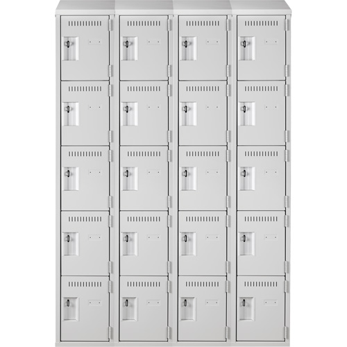 Clean Line Lockers, 5 -tier, Bank of 4, 48" x 18" x 78", Steel, Grey, Rivet (Assembled) Rock Safety Industrial Ltd