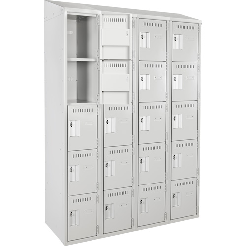 Clean Line Lockers, 5 -tier, Bank of 4, 48" x 18" x 78", Steel, Grey, Rivet (Assembled) Rock Safety Industrial Ltd