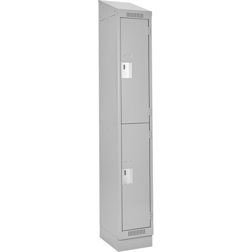 Casiers Clean Line, 2 niveaux, 12" x 18" x 82", Acier, Gris, Rivet (assembl&eacute;) Rock Safety Industrial Ltd