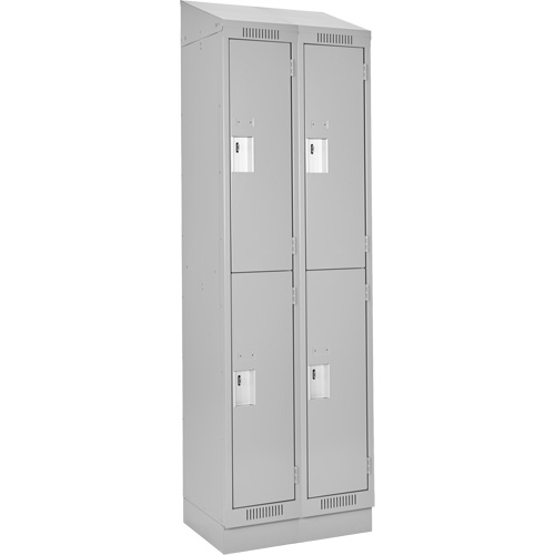 Casiers Clean Line, 2 niveaux, Bloc de 2, 24" x 18" x 82", Acier, Gris, Rivet (assembl&eacute;) Rock Safety Industrial Ltd