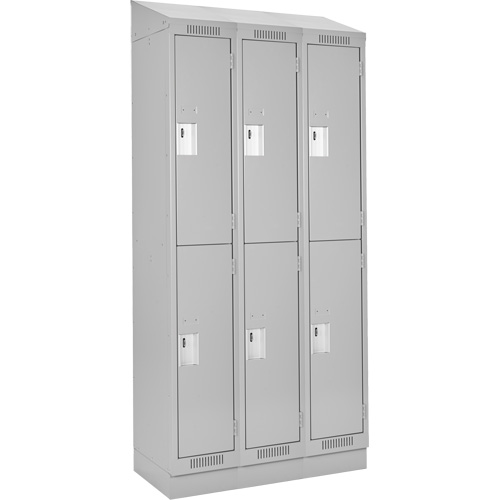 Clean Line Lockers, 2 -tier, Bank of 3, 36" x 18" x 82", Steel, Grey, Rivet (Assembled) Rock Safety Industrial Ltd