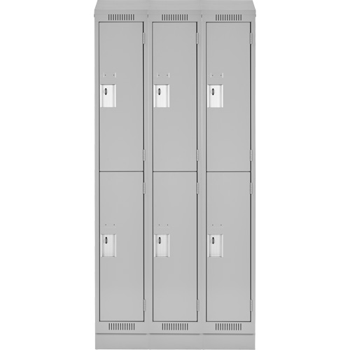Clean Line Lockers, 2 -tier, Bank of 3, 36" x 18" x 82", Steel, Grey, Rivet (Assembled) Rock Safety Industrial Ltd