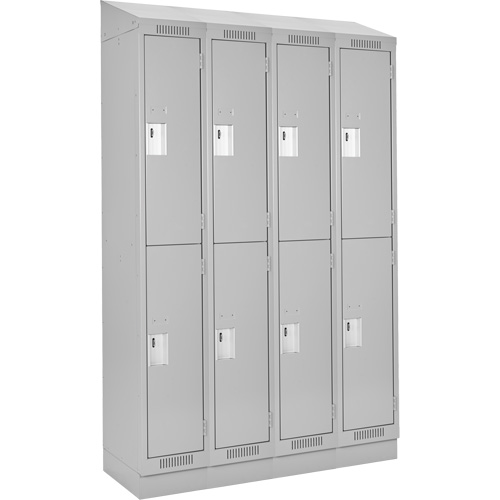 Clean Line Lockers, 2 -tier, Bank of 4, 48" x 18" x 82", Steel, Grey, Rivet (Assembled) Rock Safety Industrial Ltd