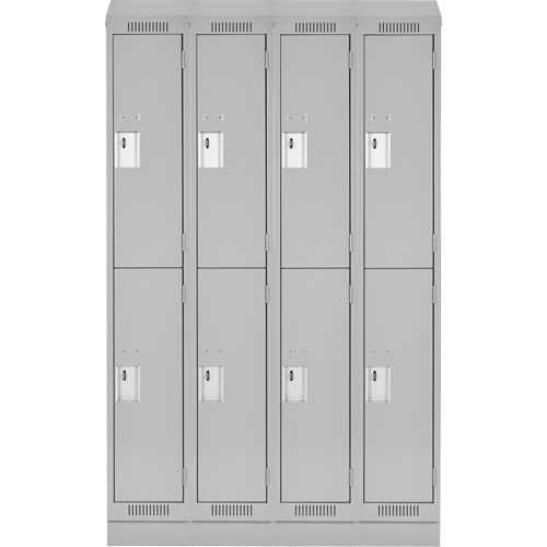 Clean Line Lockers, 2 -tier, Bank of 4, 48" x 18" x 82", Steel, Grey, Rivet (Assembled) Rock Safety Industrial Ltd
