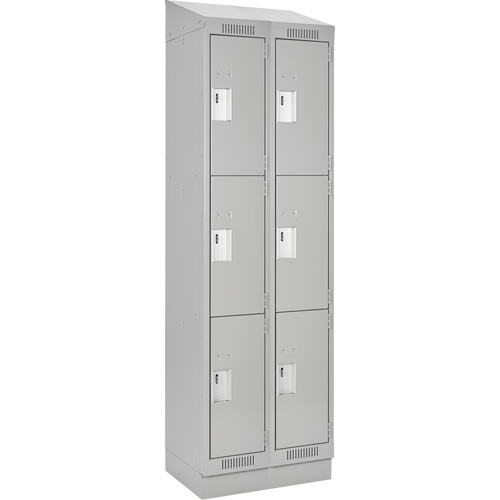 Casiers Clean Line, 3 niveaux, Bloc de 2, 36" x 18" x 82", Acier, Gris, Rivet (assembl&eacute;) Rock Safety Industrial Ltd