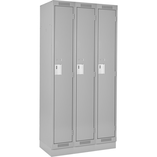 Casiers Clean Line, Bloc de 3, 36" x 18" x 76", Acier, Gris, Rivet (assembl&eacute;) Rock Safety Industrial Ltd