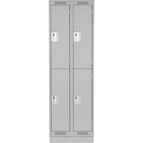 Clean Line Lockers, 2 -tier, Bank of 2, 24" x 18" x 76", Steel, Grey, Rivet (Assembled) Rock Safety Industrial Ltd