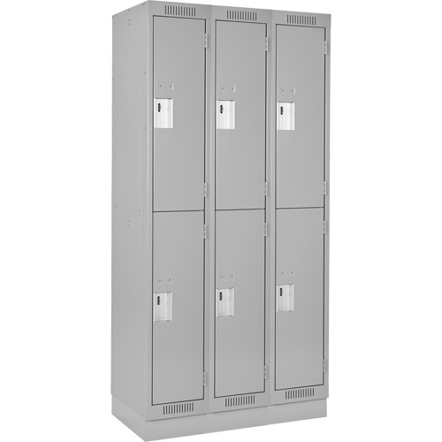 Clean Line Lockers, 2 -tier, Bank of 3, 36" x 18" x 76", Steel, Grey, Rivet (Assembled) Rock Safety Industrial Ltd