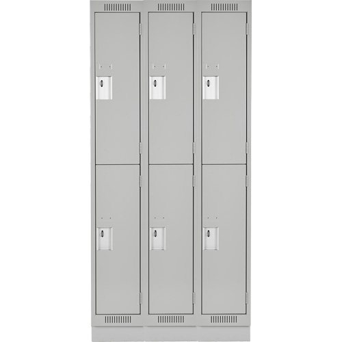 Clean Line Lockers, 2 -tier, Bank of 3, 36" x 18" x 76", Steel, Grey, Rivet (Assembled) Rock Safety Industrial Ltd