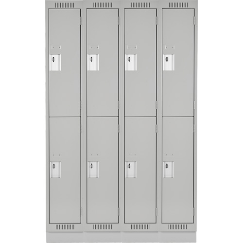 Clean Line Lockers, 2 -tier, Bank of 4, 48" x 18" x 76", Steel, Grey, Rivet (Assembled) Rock Safety Industrial Ltd