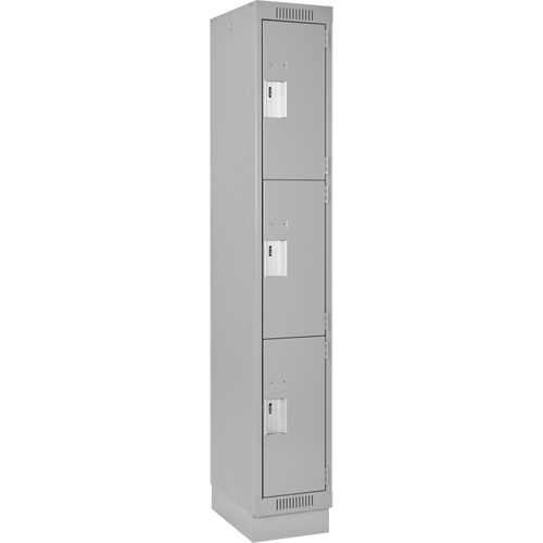 Casiers Clean Line, 3 niveaux, 18" x 18" x 76", Acier, Gris, Rivet (assembl&eacute;) Rock Safety Industrial Ltd