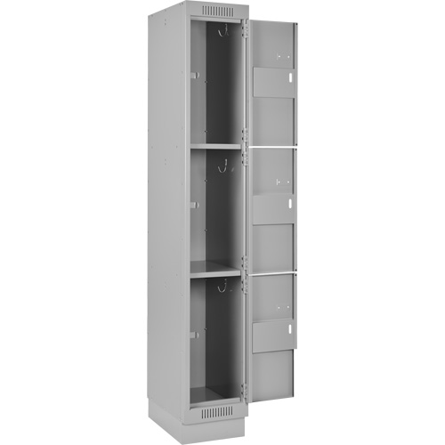 Casiers Clean Line, 3 niveaux, Bloc de 2, 36" x 18" x 76", Acier, Gris, Rivet (assembl&eacute;) Rock Safety Industrial Ltd