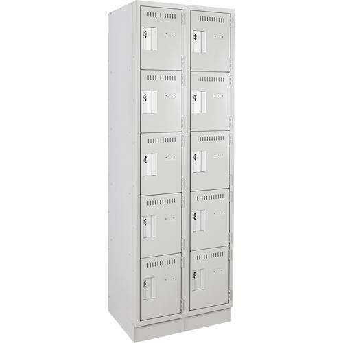 Clean Line Lockers, 5 -tier, Bank of 2, 24" x 18" x 76", Steel, Grey, Rivet (Assembled) Rock Safety Industrial Ltd