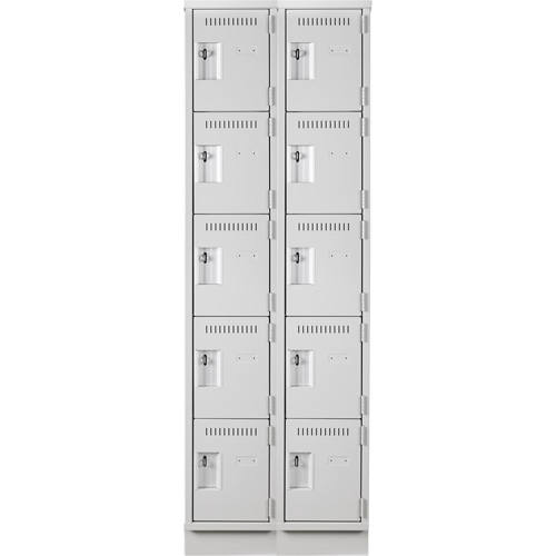 Clean Line Lockers, 5 -tier, Bank of 2, 24" x 18" x 76", Steel, Grey, Rivet (Assembled) Rock Safety Industrial Ltd