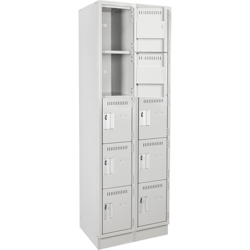 Clean Line Lockers, 5 -tier, Bank of 2, 24" x 18" x 76", Steel, Grey, Rivet (Assembled) Rock Safety Industrial Ltd