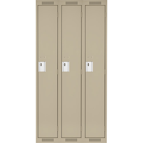 Clean Line Lockers, Bank of 3, 45" x 18" x 72", Steel, Beige, Rivet (Assembled) Rock Safety Industrial Ltd