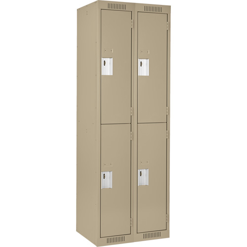 Clean Line Lockers, 2 -tier, Bank of 2, 24" x 18" x 72", Steel, Beige, Rivet (Assembled) Rock Safety Industrial Ltd