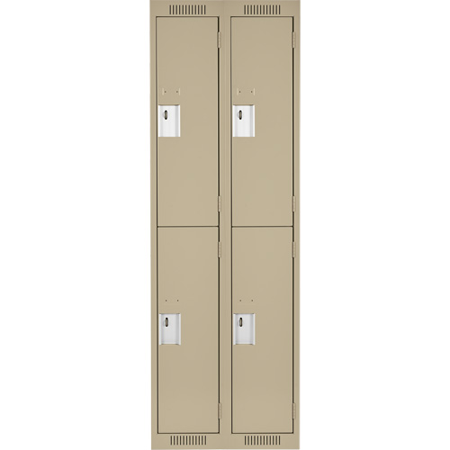 Clean Line Lockers, 2 -tier, Bank of 2, 24" x 18" x 72", Steel, Beige, Rivet (Assembled) Rock Safety Industrial Ltd