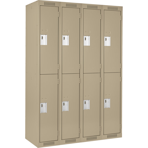 Clean Line Lockers, 2 -tier, Bank of 4, 48" x 18" x 72", Steel, Beige, Rivet (Assembled) Rock Safety Industrial Ltd