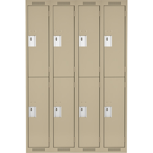 Clean Line Lockers, 2 -tier, Bank of 4, 48" x 18" x 72", Steel, Beige, Rivet (Assembled) Rock Safety Industrial Ltd