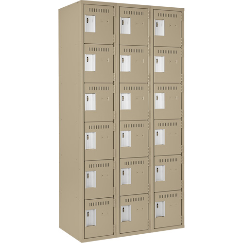 Clean-Line Lockerette, 6 -tier, Bank of 3, 18" x 72" x 18", Steel Rock Safety Industrial Ltd