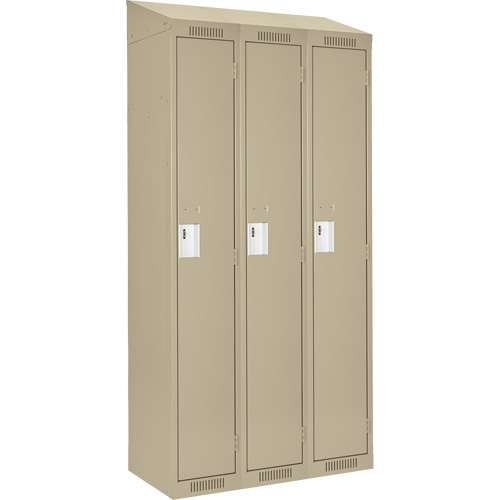 Clean Line Lockers, Bank of 3, 36" x 18" x 78", Steel, Beige, Rivet (Assembled) Rock Safety Industrial Ltd