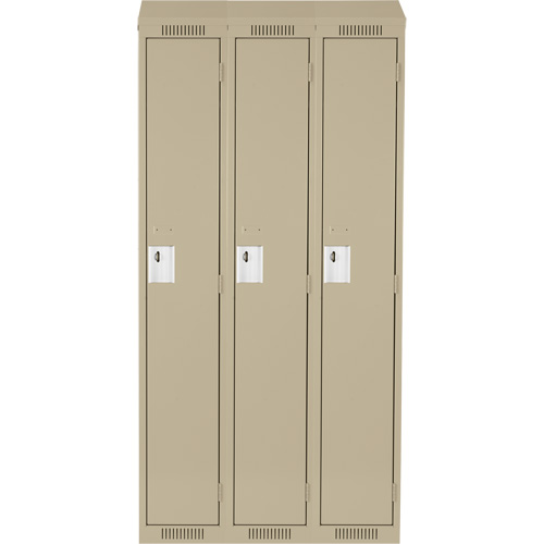 Clean Line Lockers, Bank of 3, 36" x 18" x 78", Steel, Beige, Rivet (Assembled) Rock Safety Industrial Ltd
