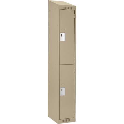 Clean Line Lockers, 2 -tier, 12" x 15" x 78", Steel, Beige, Rivet (Assembled) Rock Safety Industrial Ltd