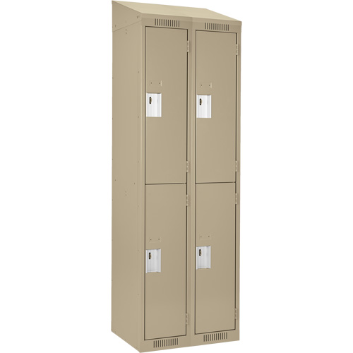 Casiers Clean Line, 2 niveaux, Bloc de 2, 24" x 15" x 78", Acier, Beige, Rivet (assembl&eacute;) Rock Safety Industrial Ltd