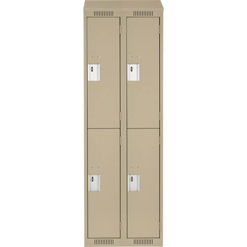 Casiers Clean Line, 2 niveaux, Bloc de 2, 24" x 15" x 78", Acier, Beige, Rivet (assembl&eacute;) Rock Safety Industrial Ltd