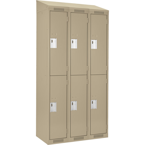 Casiers Clean Line, 2 niveaux, Bloc de 3, 36" x 15" x 78", Acier, Beige, Rivet (assembl&eacute;) Rock Safety Industrial Ltd
