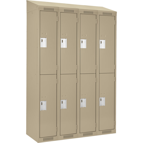 Clean Line Lockers, 2 -tier, Bank of 4, 48" x 15" x 78", Steel, Beige, Rivet (Assembled) Rock Safety Industrial Ltd