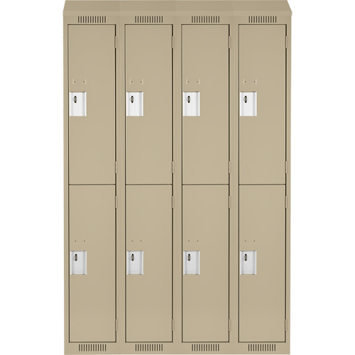 Clean Line Lockers, 2 -tier, Bank of 4, 48" x 15" x 78", Steel, Beige, Rivet (Assembled) Rock Safety Industrial Ltd