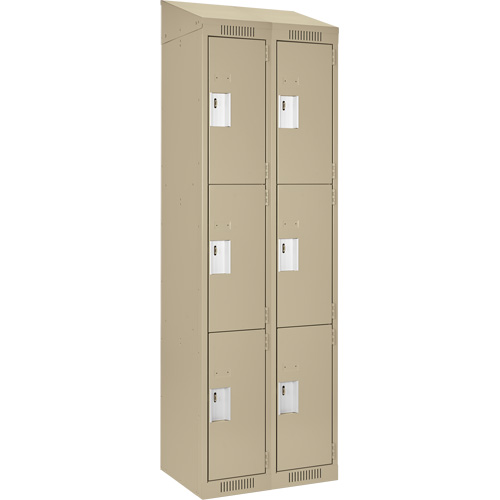Clean Line Lockers, 3 -tier, Bank of 2, 24" x 12" x 78", Steel, Beige, Rivet (Assembled) Rock Safety Industrial Ltd