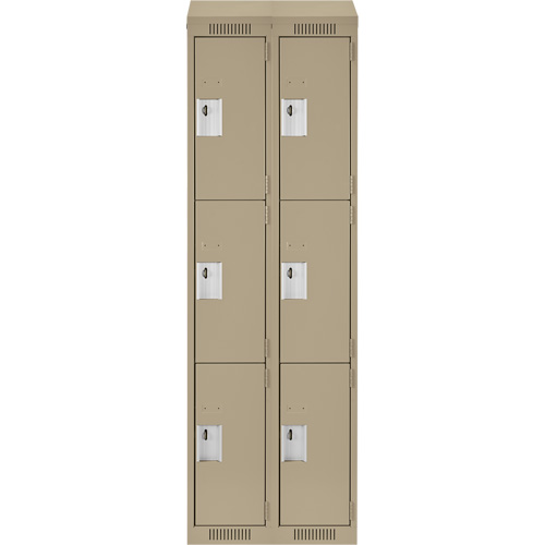 Clean Line Lockers, 3 -tier, Bank of 2, 24" x 12" x 78", Steel, Beige, Rivet (Assembled) Rock Safety Industrial Ltd