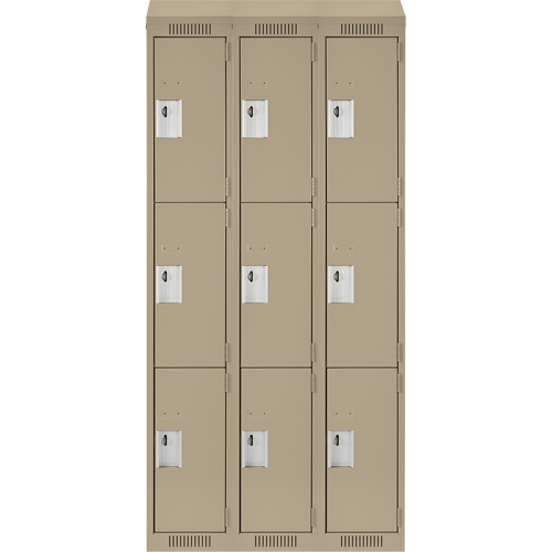 Casiers Clean Line, 3 niveaux, Bloc de 3, 36" x 12" x 78", Acier, Beige, Rivet (assembl&eacute;) Rock Safety Industrial Ltd