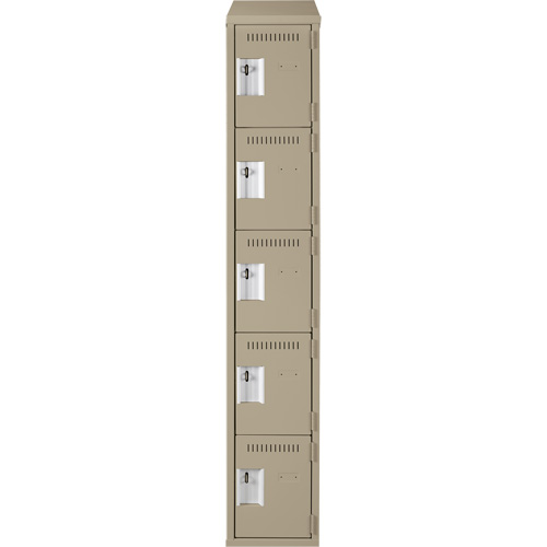 Casiers Clean Line, 5 niveaux, 12" x 18" x 78", Acier, Beige, Rivet (assembl&eacute;) Rock Safety Industrial Ltd