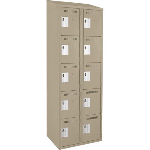 Casiers Clean Line, 5 niveaux, Bloc de 2, 24" x 18" x 78", Acier, Beige, Rivet (assembl&eacute;) Rock Safety Industrial Ltd