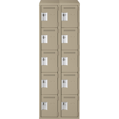 Casiers Clean Line, 5 niveaux, Bloc de 2, 24" x 18" x 78", Acier, Beige, Rivet (assembl&eacute;) Rock Safety Industrial Ltd