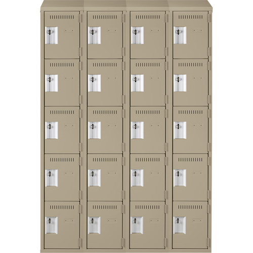 Casiers Clean Line, 5 niveaux, Bloc de 4, 48" x 18" x 78", Acier, Beige, Rivet (assembl&eacute;) Rock Safety Industrial Ltd