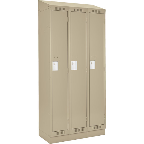 Clean Line Lockers, Bank of 3, 36" x 18" x 82", Steel, Beige, Rivet (Assembled) Rock Safety Industrial Ltd