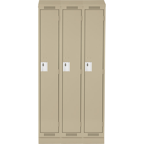 Clean Line Lockers, Bank of 3, 36" x 18" x 82", Steel, Beige, Rivet (Assembled) Rock Safety Industrial Ltd