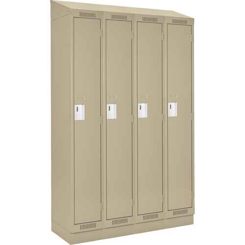 Clean Line Lockers, Bank of 4, 48" x 18" x 82", Steel, Beige, Rivet (Assembled) Rock Safety Industrial Ltd
