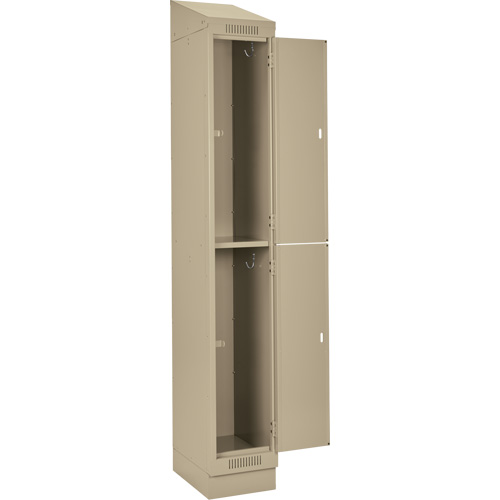 Casiers Clean Line, 2 niveaux, Bloc de 2, 24" x 18" x 82", Acier, Beige, Rivet (assembl&eacute;) Rock Safety Industrial Ltd